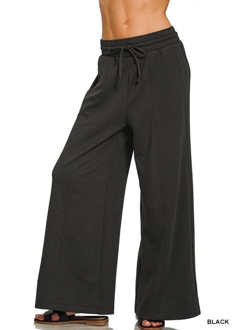NEW Zenana Scuba Drawstring Pants Women’s Soft Stretch Pocket Pant Medium